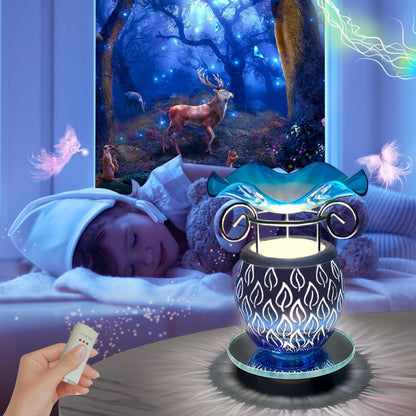 HUNANBANG Electric Scented Wax Warmer with Auto Off Timer - Candle Wax Melt Warmer Fragrance Burner (Candlelight-Blue)