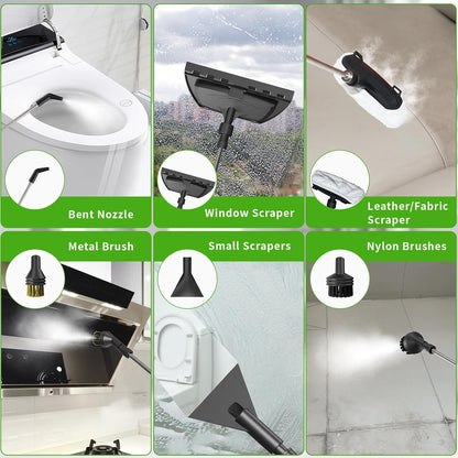 Handheld Steam Cleaner, 2500W High Pressure Steamer for Cleaning, Portable Steam Cleaner with 1.6L Water Tank, 3 Levels Adjustable Handle, Steam Cleaner for Home, Car, Furniture, Bed Bugs (White)