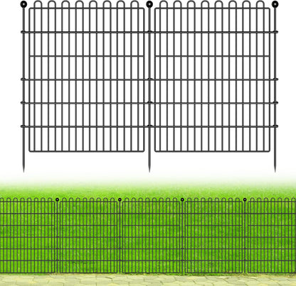15 Panels No Dig Decorative Garden Fence for Yard, 32 in(H) X 35.4 ft(L) Animal Barrier Fencing for Outdoor Dog, Metal Portable Garden Fences for Borders, Pets, Landscape, Temporary Fence