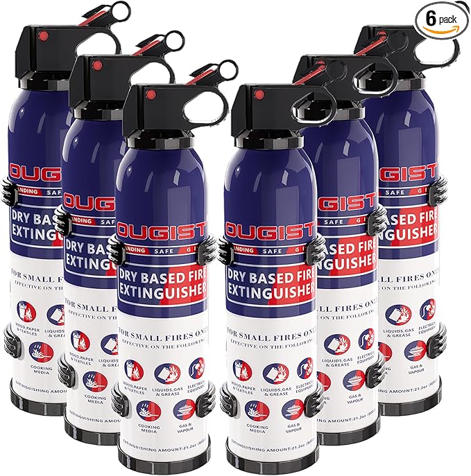 Fire Extinguisher for Home & Vehicle - 600g Fire Extinguisher | Grease & Electrical Fire Extinguisher for Kitchen, Car, Portable (6-Pack)