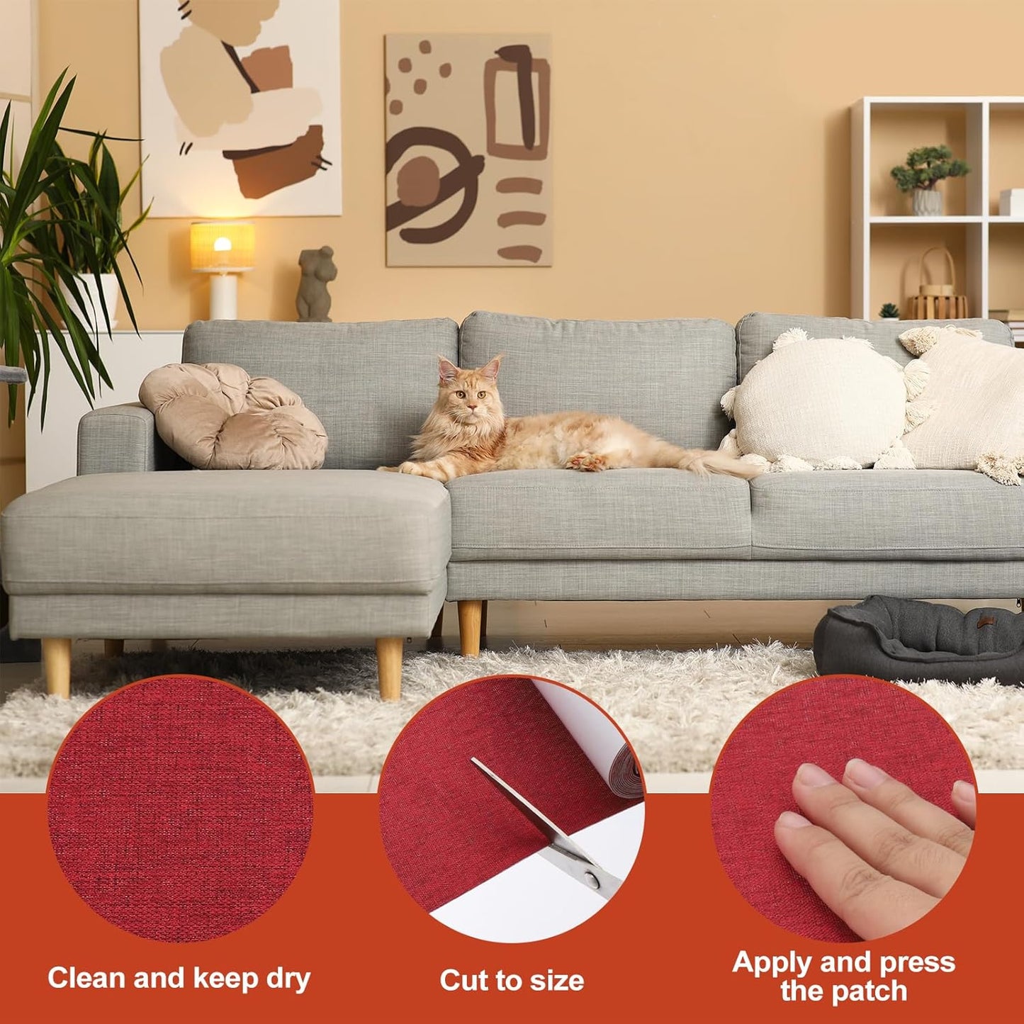 PATIKIL 70x4.4 Inch Linen Repair Tape, Repair Fabric Patch Self Adhesive Couch Patch Line Repair Patch for Furniture Sofa Car Seats Office Chairs, Wine Red