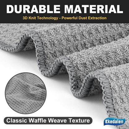 Microfiber Cleaning Cloth Waffle Weave for Dusting Absorbent Towel Quick Drying Dust Rags Household Kitchen, Lint Free Streak Free, 6 Pack,12 x 12 Inches, Grey