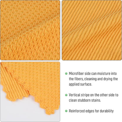 SINLAND Microfiber Dish Cloth for Washing Dishes Rags Best Kitchen Washcloth Cleaning Cloths with Poly Scour Side Popcorn Texture 5 Color Assorted 12Inchx12Inch 5 Pack