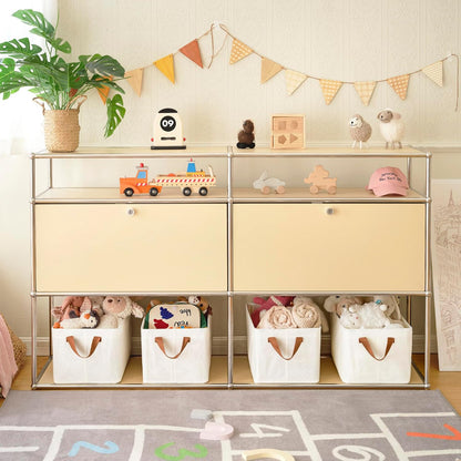 GRANNY SAYS Closet Storage Baskets, Collapsible Fabric Storage Bins with Metal Frame, Clothes Organizer Bins, Large Baskets for Shelves, Ivory, 4-Pack