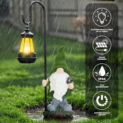 Solar Garden Gnome Decor Outdoor Statue - Gnome With LED Waterproof Sculptures Lights, Cute Gnome Pond/Yard Statues Outside Decoration, Home, Lawn, Patio, Resin Animal Ornament, Women/Gardening Gift