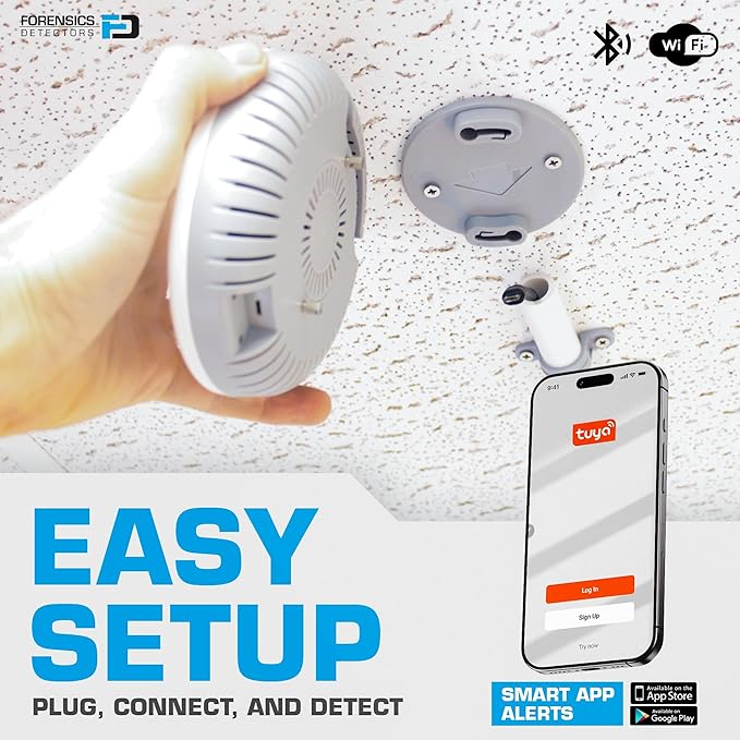 Vape Detector by Forensics | for Schools, Home, Hotels, Business | Cell Phone Alarms WiFi | Laser Scattering Super Sensitive Sensor |