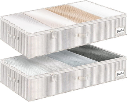 StorageWorks Large Under Bed Storage Containers with Handles and Label Holder, 2 Pack Ultra-thick Fabric Underbed Bins, Closet Organizer for Clothes, Blankets, Sweater