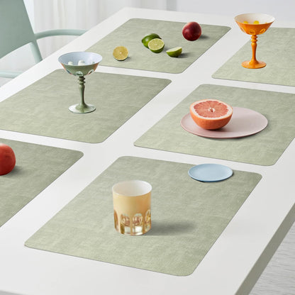 Maxpearl Faux Leather Placemats Set of 6 - Waterproof - Wipe Clean - Heat Resistant - Anti Slip Dining Table Place Mats, Suitable for Indoor & Outdoor Use, 17’’x12’’, Sage Green