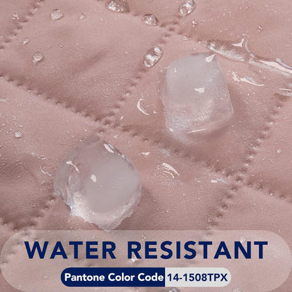 PureFit Reversible Quilted Sofa Cover, Water Resistant Slipcover Furniture Protector, Washable Couch Cover with Non Slip and Elastic Straps for Kids, Dogs, Pets (Sofa, Pink/Beige)