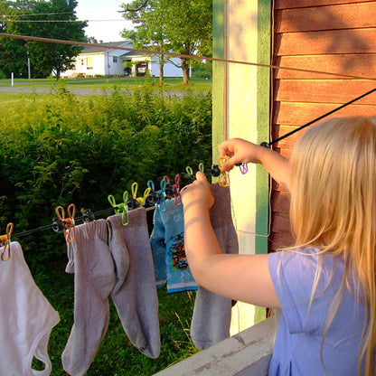 2 Pack Camping Clothesline Portable 12 Clothespins, Blue Camping Accessories Travel Clothesline for Outdoor Indoor, Retractable Clothes Line Elastic Clothesline for Camper Hotel Room