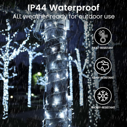 2 Pack String Lights Battery Operated with Timer, 66FT 200 LED Waterproof Battery Twinkle Lights, 8 Modes Fairy Light for Indoor & Outdoor Party Bedroom Garland Tree Christmas Decorations (Cool White)