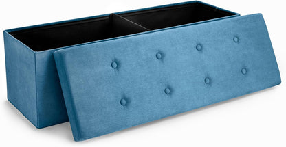 Sorbus Storage Ottoman Bench – Collapsible/Folding Bench Chest with Cover – Perfect Toy and Shoe Chest, Hope Chest, Pouffe Ottoman, Seat, Foot Rest, – Contemporary Faux Suede (Teal)