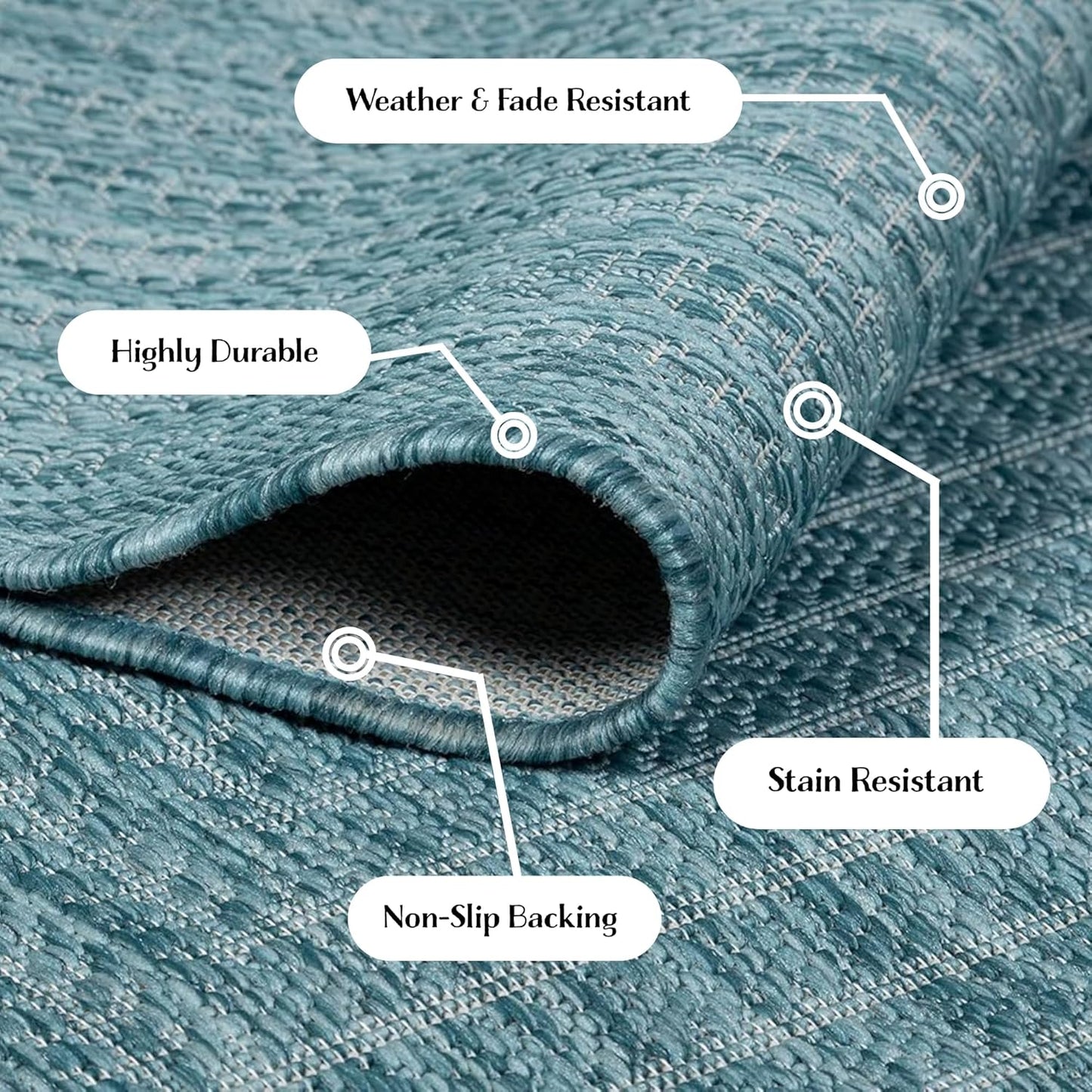 Adiva Rugs Outdoor Indoor Area Rug, Weather Resistant, Easy to Clean, Stain Resistant Floor Mat for Dining Room, Backyard, Deck, Patio (Aqua Weiss, 8' x 10')