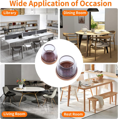 Ezprotekt 24 Pcs Clear Chair Leg Floor Protectors for Hardwood Floors, Floor Protectors for Chairs, Felt Furniture Pads Covers, Chair Leg Socks Bar Stool Leg Floor Protectors Caps (M Fit: 0.87"-1")