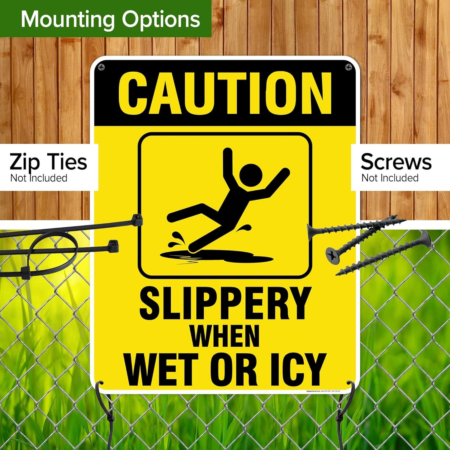 Caution Slippery When Wet Sign or ICY Sign, 24"x30" Polyethylene, Indoor/Outdoor Use, USA MADE By My Sign Center