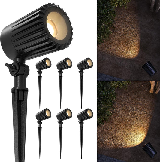 Sunco 6 Pack Garden Tree Flag Lights Outdoor [Luces para Jardin], LED Low Voltage Scope Spotlight with Connectors, 10W, Selectable CCT 2700K/4000K/5000K, 12V-24V, Beam Angle Adjustable, IP65 ETL