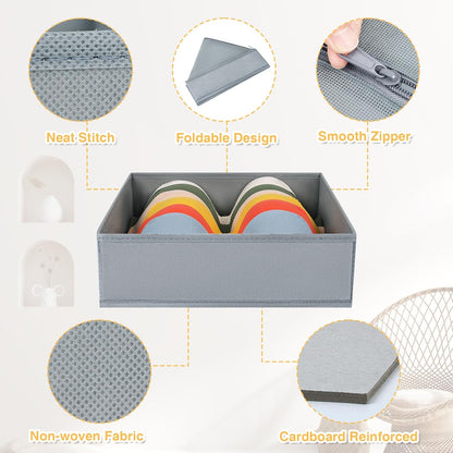 DIMJ Drawer Organizer 15 Pack - Foldable Baby Clothes Storage & Dresser Organizer for Nursery, Bedroom, Closet - Nursery Organization Dresser Dividers for underwear, Sock,Bra, Belt, Tie, Gray