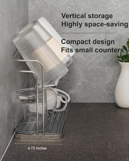 Stainless Steel Water Bottle Drying Rack Space Saving, Durable Cup Drying Rack for Kitchen Counter top, Versatile Mug Holder and Bottle Dryer Rack for Coffee mugs, Tumblers, Glasses, Travel Bottles