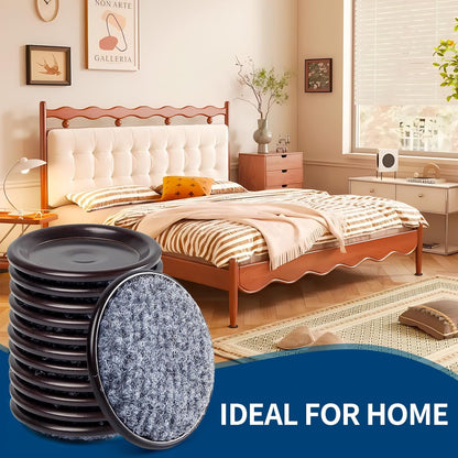 Ezprotekt 1 5/8" Round Reusable Felt Furniture Caster Cups with Carpet Bottom, 16 Pcs Felt Furniture Sliders Floor Protectors Pads to Protect Hardwood, Tile Floors Carpet from Scratches (Brown/Gray)