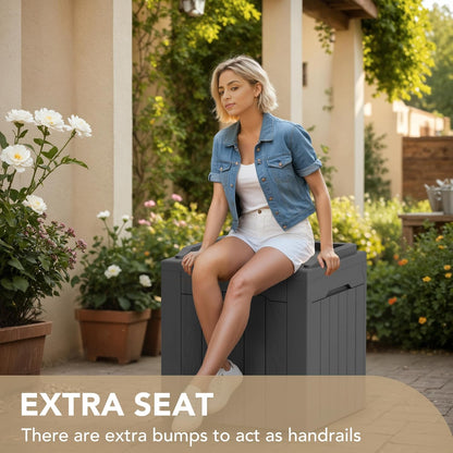 Devoko 30 Gallon Resin Deck Box Outdoor Indoor Waterproof Storage Box for Patio Furniture Pool Accessories Storage for Cushion Garden Tools (30 Gallon, Grey)