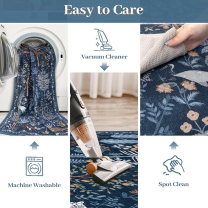 OJIA Jungle Print Rugs for Living Room 8x10 Washable Area Rugs for Bedroom, Modern Non-Slip Ultra-Thin Soft Large Carpet Non-Shedding Nursery Rug for Teens Kids Playroom Dining Room Home Decor