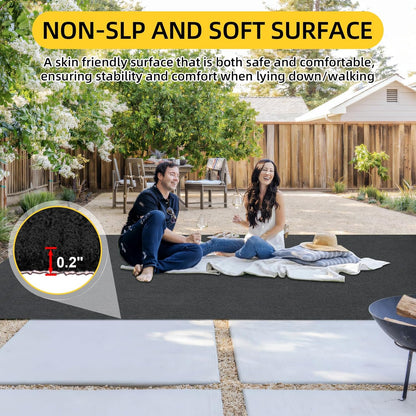 Marine Carpet,5 FT x 10 FT Black Indoor Outdoor Carpet 0.2" Thick Boat Carpet with Water-Proof TPE Backing, Non-Slide Outdoor Marine Carpet Roll for Home, Patio, Porch, Deck