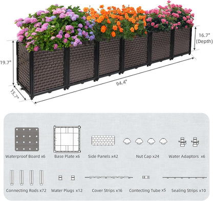 Large Planters for Outdoor Plants - Deepened 20" H, Raised Beds for Gardening Self Watering, Elevated Planter Box with Legs, Rectangular Garden Planters for Outdoor Plants Flowers, 94.4"L x 15.7"W