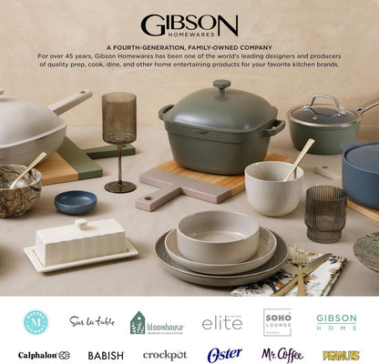 Gibson Elite Nardini 12 Piece (Service for 4) Plates and Bowls Reactive Glaze Dishes Stoneware Ceramic Dinnerware Set - Moon White