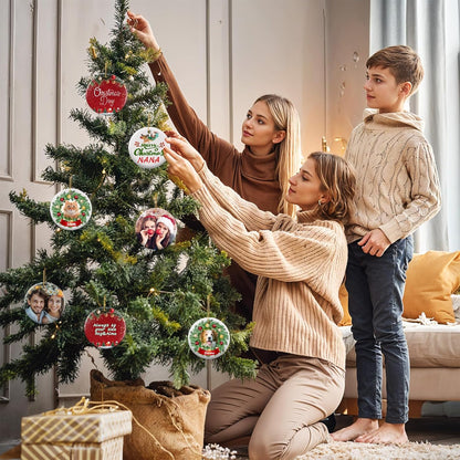 Personalized Christmas Ornaments 2025 - Custom Double-Sided Photo Ceramic Xmas Tree Hanging Decor, Unique for Family Friends (A03-Ceramic Style)