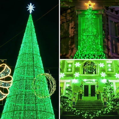 Upgrade Solar String Lights for Outside 2 Pack Total 180FT 500LED String Lights Outdoor with 8 Modes, IP65 Waterproof Outdoor Solar Twinkle Lights, Garden Tree Party Christmas Decorations, Green