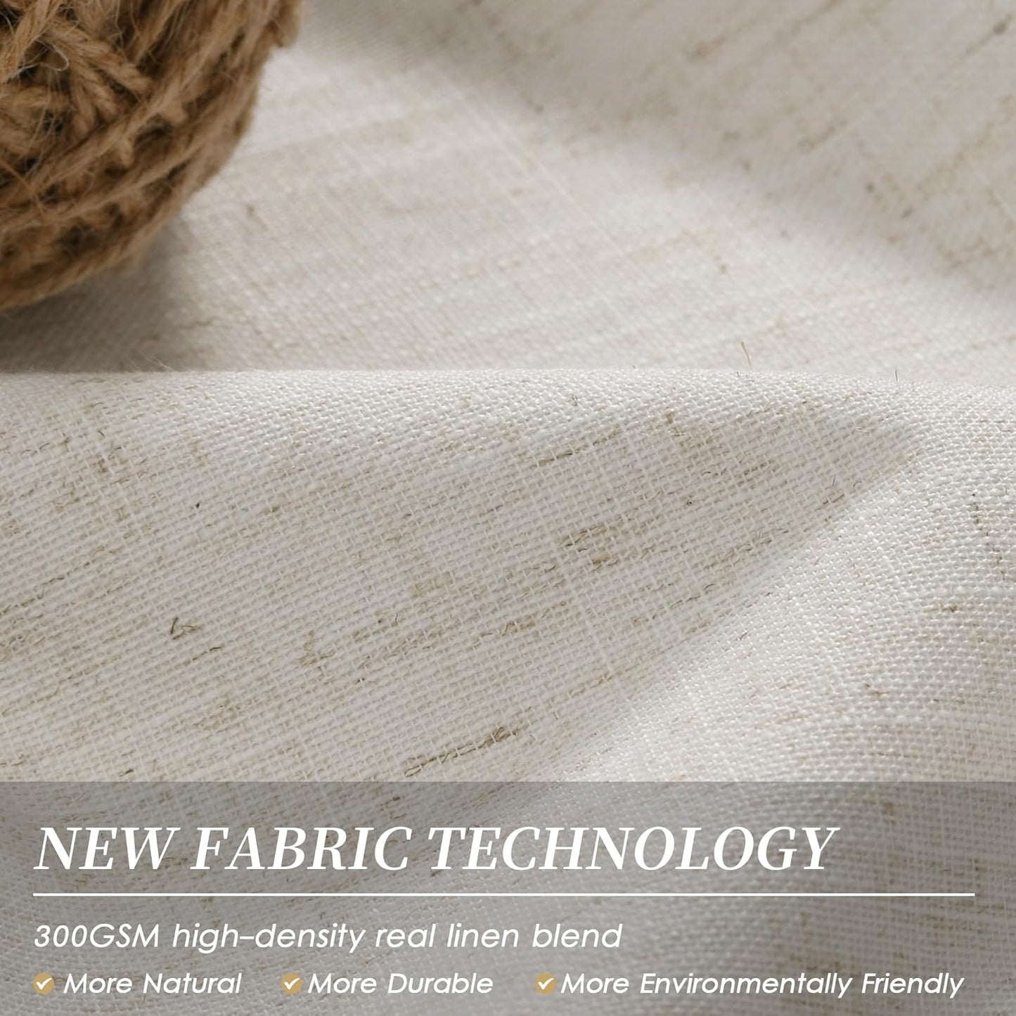 Natural Linen Blackout Curtains for Bedroom 84 Inch Length 2 Panels Set Room Darkening Curtains Cream Beige Black Out Curtain Neutral Thermal Insulated Living Room Nursery Drapes Back Tab 52x84