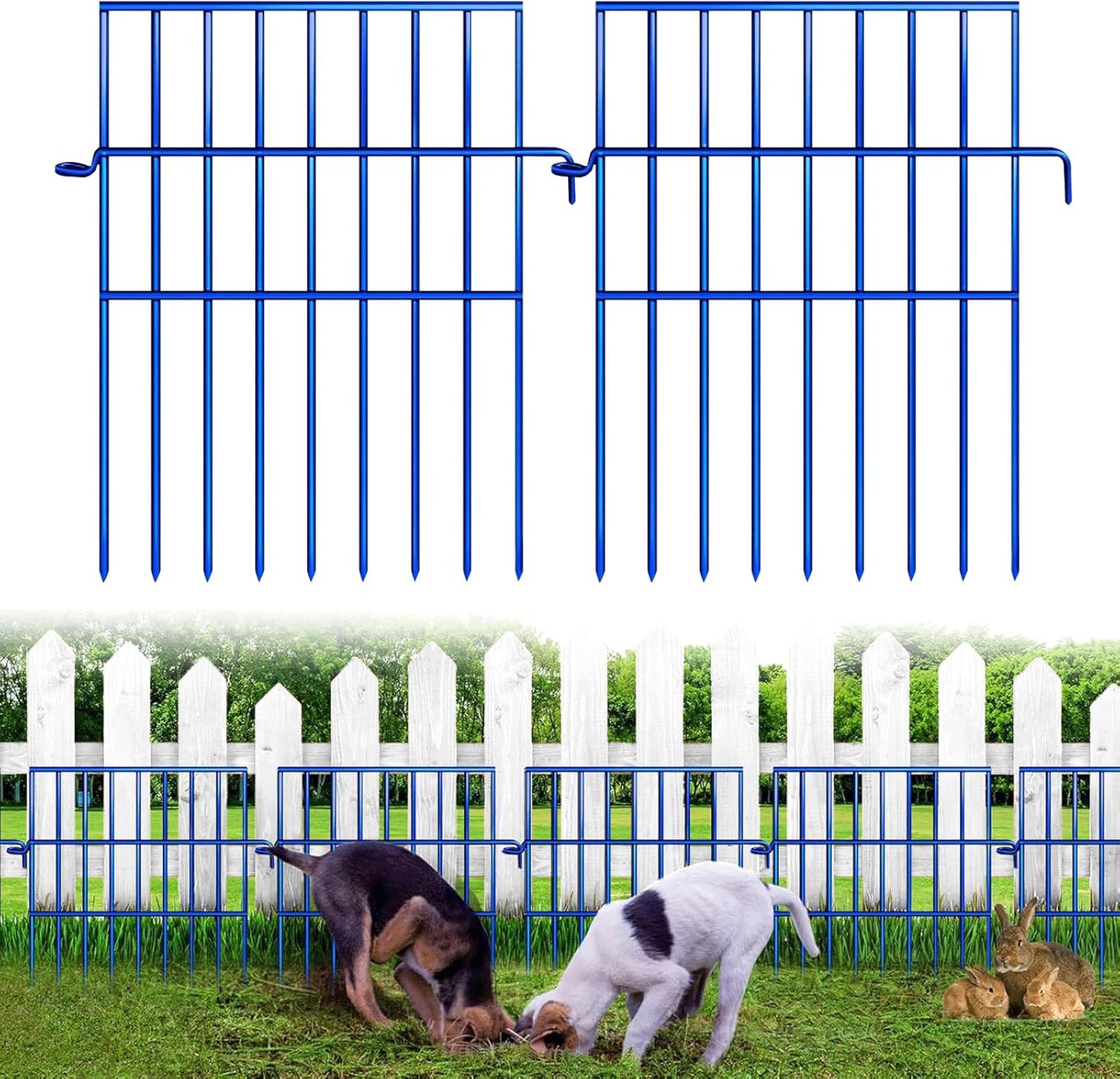 Animal Barrier Fence, 10 Panels No Dig Fences, 17in(H) X 10.8ft(L) Garden Fence Animal Barrier for Rabbits and Dog Under Fencing Barrier, Rustproof Metal Fences Border for Outdoor, Yard, Patio