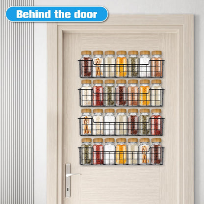 Spice Rack Organizer Wall Mount, Spice Organization Storage Shelf for Cabinet Door, 2 Packs Wall Spice Rack Saving Space for Kitchen, Black