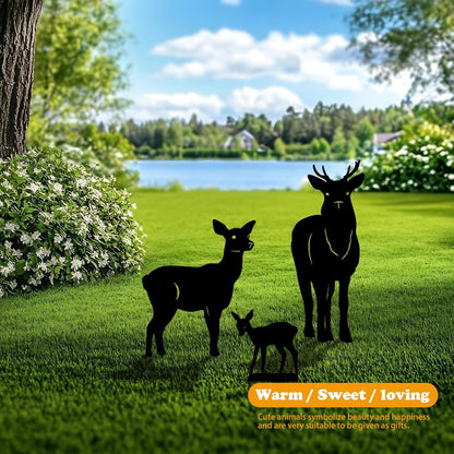 3 Pack Deer Metal Garden Decorative Stakes, Weather Proof Silhouette Statues for Yard, Patio,Outdoor Decor for Deer Lovers and Pet Owners