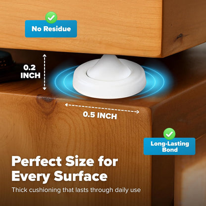 Strongest Home Cabinet Door Bumpers – 200 Pack White Rubber Bumpers Self-Adhesive for Cabinets, Drawers & Furniture – Soft Cabinet Stoppers for Quiet Close & Surface Protection – 0.5" x 0.2"