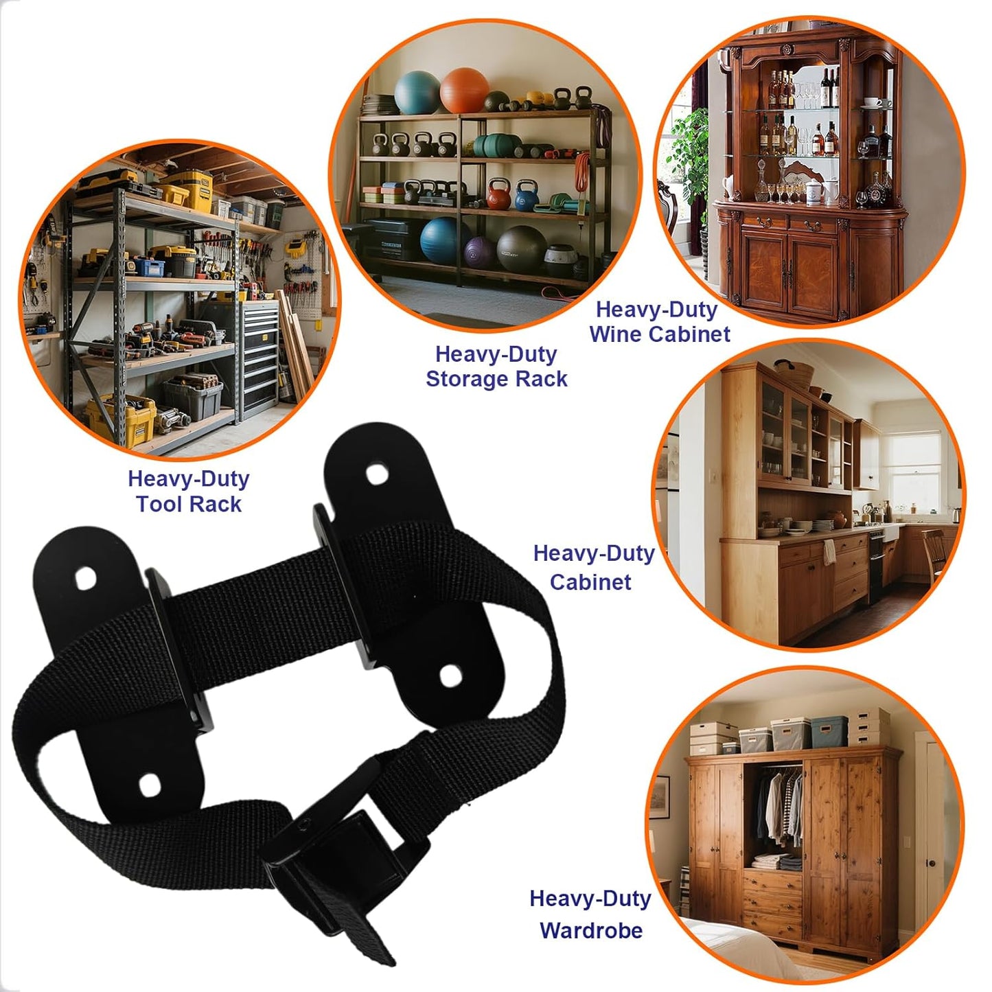 1000 lbs. Furniture Anchors, Anti Tip Straps for Furniture, Heavy Duty Safety Wall Anchors for Bookshelves, Dressers, Counters & Cabinets, Black