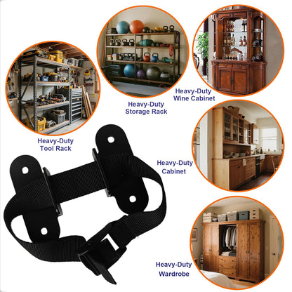 1000 lbs. Furniture Anchors, Anti Tip Straps for Furniture, Heavy Duty Safety Wall Anchors for Bookshelves, Dressers, Counters & Cabinets, Black