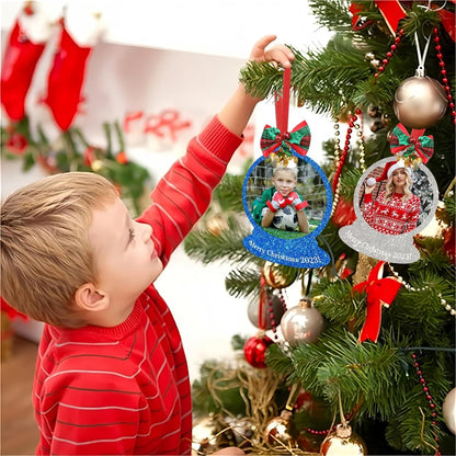 Personalized Christmas Ornament 2025, Double-Sided Photo Acrylic Customized Family Christmas Ornament Spherical with Picture for Xmas Tree Decor Custom Gifts