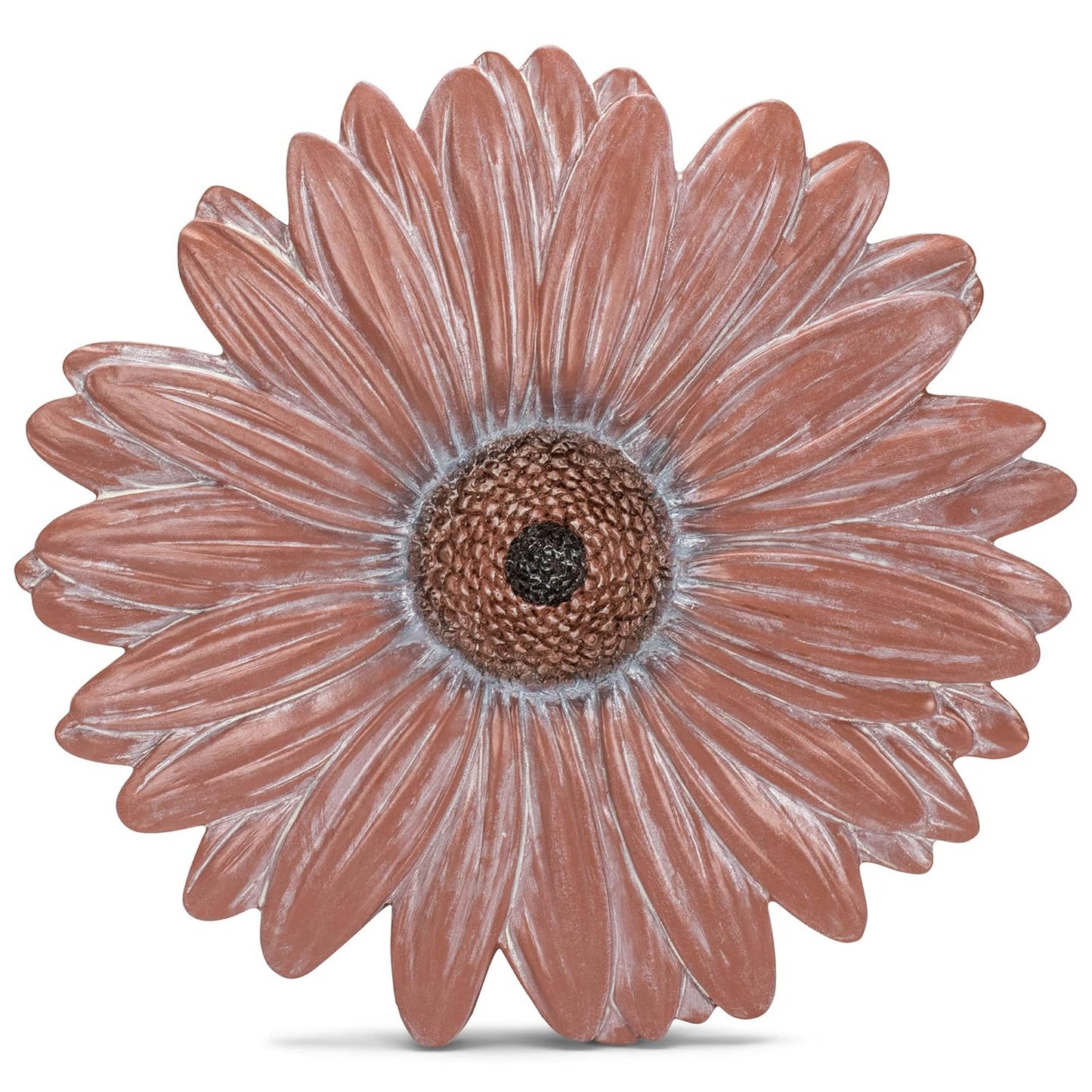 NAT & Jules Gerbera Daisy Flower Shaped Dimensional Indoor Outdoor 12 inch Cast Resin Decorative Garden Stepping Stone, Patio, Walkway Sculpture Yard Art, Terracotta