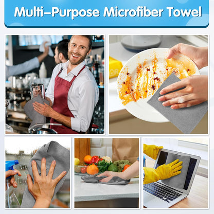 FIXSMITH Shop Towels, Pack of 100, Grey Microfiber Cleaning Cloth Bulk, Microfiber Towels for Cars, All-Purpose Absorbent Cleaning Rags, Dust Cloth for Automotive, Mechanic, Garage, 11.5 x 11.5 inch