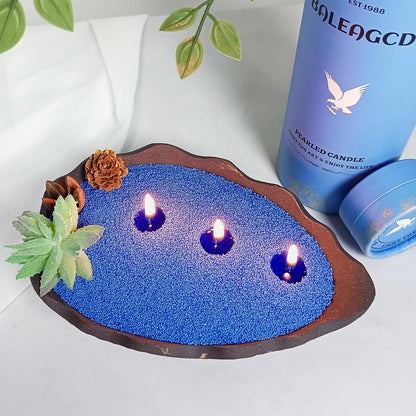 Salvia Scented Blue Pearled Candle 18oz Luxury Sand Candle Granulated Wax - 30 Cotton Wicks - Wax for Candle Making Decorative Candles Smooth and Clean Burning Lasts up to 120 Hours