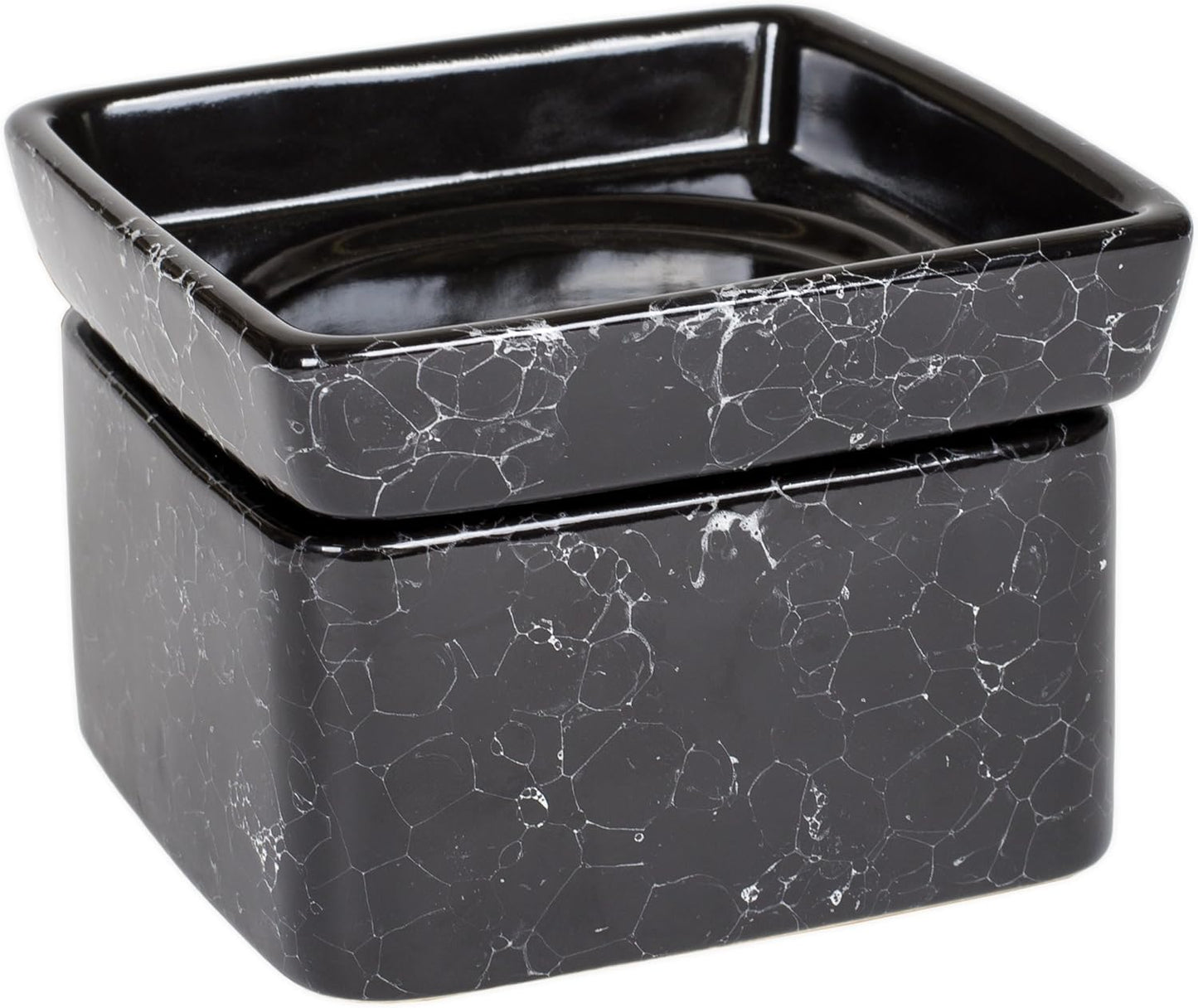 Black Ceramic Stoneware Electric 2-in-1 Tart Wax Oil Candle Warmer (1, Black Marble)