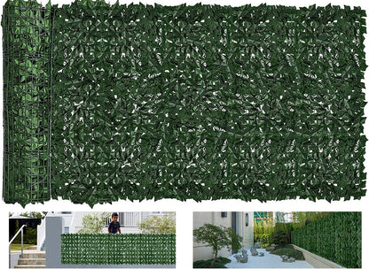 Faux Ivy Privacy Fence Screen Outdoor Expandable Artificial Greenery Roll Fake Hedge Wall Patio Green Plastic Leaf Plant Vine Grass Panels Gate Covering for Garden Yard Balcony (118.5x59.5 in)