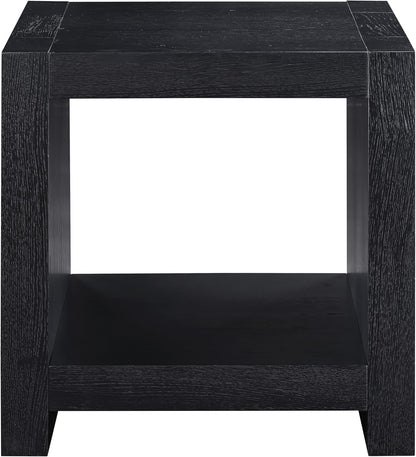 Steve Silver Furniture Aubrey Black End Table, Living Room/Bedroom, Contemporary/Modern Design, Bottom Storage Shelf, Chair Side/Media Table, 24'L x 24" W x 24" H, Black
