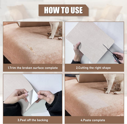 Azobur Fabric Couch Repair Patch 8.3 x 11 inches,Self-Adhesive Fabric Repair Patch for Furniture,Handbag,Sofa,Car Seats-(White)