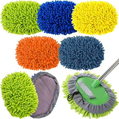 Layhit 5 Pcs Car Wash Mitt Set, Brush Not Included, Microfiber Mitt Cleaning Car Truck Washing Tools Kit RV Pickup Chenille Scratch Replacement(Multicolor)