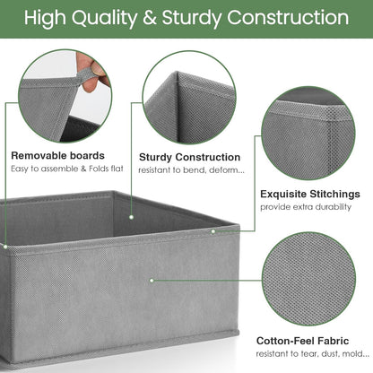 Criusia Drawer Organizer Clothes,16 Pack Underwear Drawer Organizers, Foldable Closet Organizers and Storage Dresser Drawer Dividers Clothing Organizer for Clothes, Socks, Scarves, Bra, Ties (Grey)