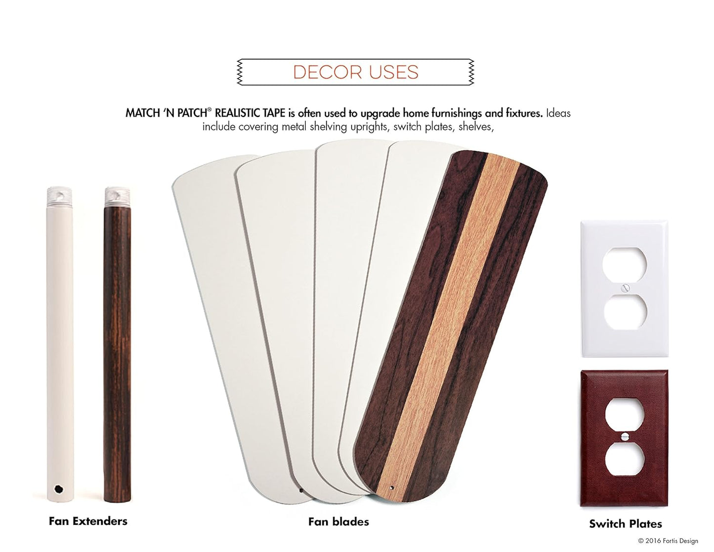 MATCH 'N PATCH Realistic Wood Grain Repair Tape - Durable Multi-Use Adhesive Tape for Furniture, Floors, Cabinets, Windows, Doors, RV, Home Decor & DIY Projects - Dark Walnut, 2.25 in x 15 feet