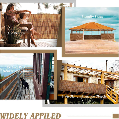 Bamboo Reed Fencing Rolls,5.5FT X 16.4FT Reed Screen Curtain Fence Covering Privacy Bamboo for Outdoor Backyard Patio Garden Decorative Fence (Brown)