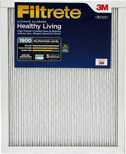 Filtrete 16x20x1 AC Furnace Air Filter, MERV 13, MPR 1900, Premium Allergen, Bacteria & Virus Filter, 3-Month Pleated 1-Inch Electrostatic Air Cleaning Filter, 6-Pack (Actual Size 15.69x19.69x0.78 in)